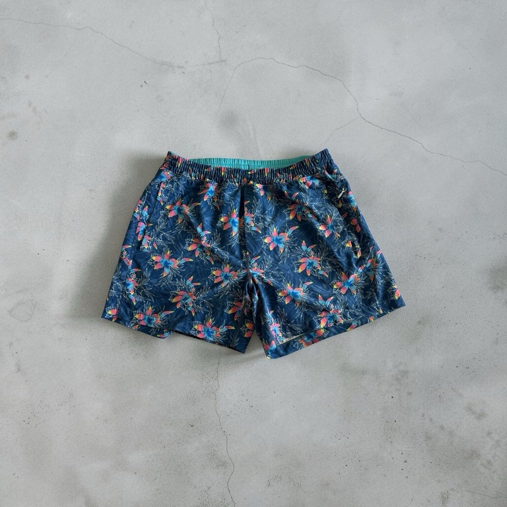 Birddogs Men's Blue Floral Print Athletic Shorts with Built-In Liner size L